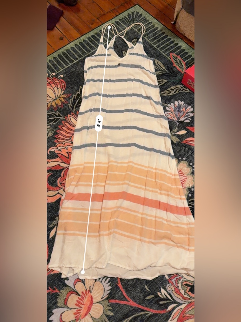 🌊 Rip Curl Striped Maxi Dress Blue Peach Small - Picture 4 of 6
